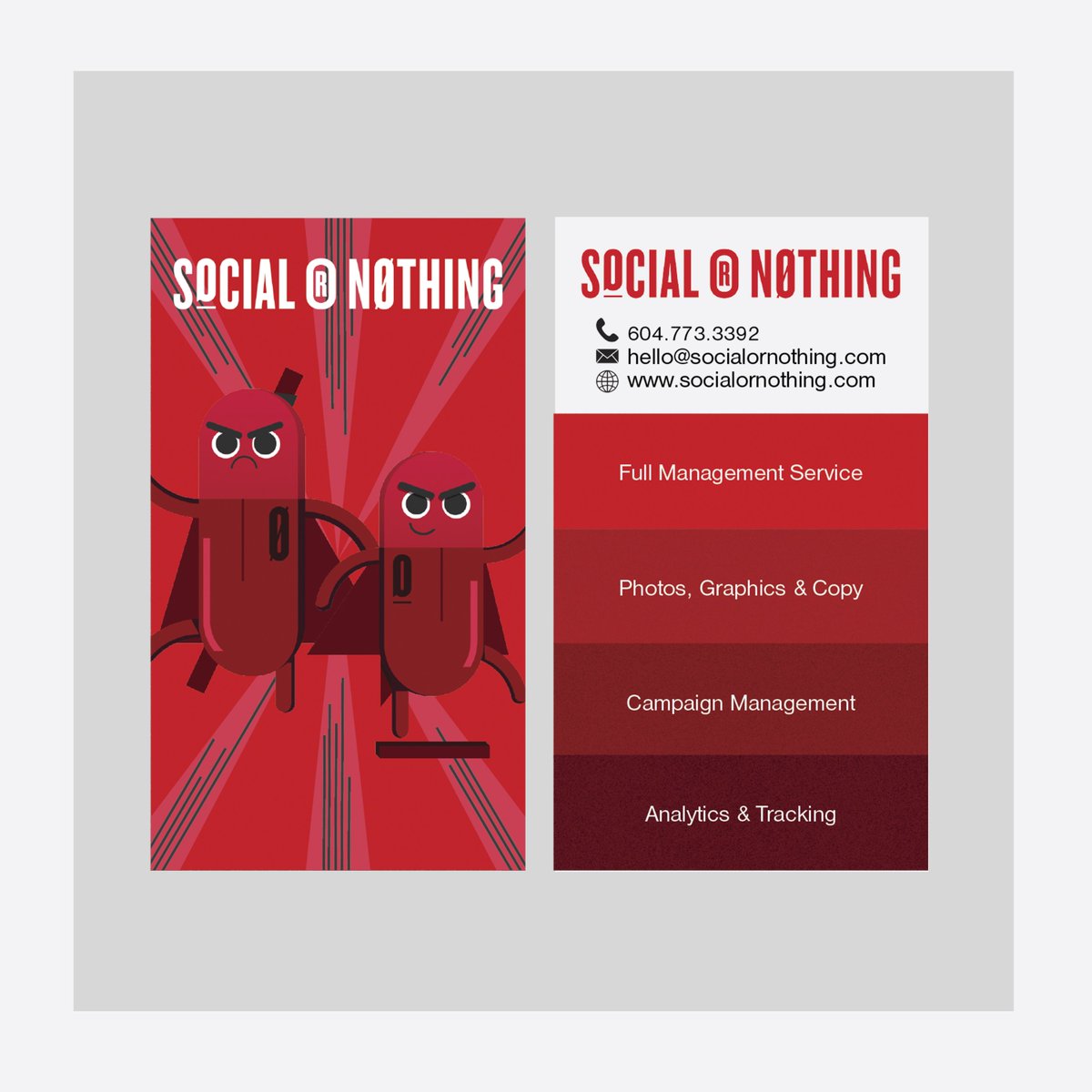 theartofcoco's tweet photo. Character designing is the best part! I turned the Social or Nothing logos into characters to go with that 'bold,' 'friendly' and comic book aesthetic.

#graphicdesign #branding #businesscard #businesscards #creative #artist #art #illustration #illustrationoftheday #theartofcoco https://t.co/bA7cpStYjt