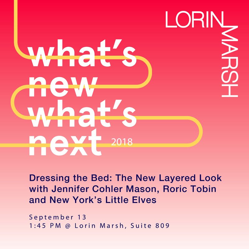 Join Elves own Sabrina Fierman in the <a href="/lorinmarsh/">Lorin Marsh</a> @nydc showroom during WNWN for “Dressing the Bed” –  with <a href="/JCohlerMason/">J Cohler Mason</a> Design and <a href="/RoricTobin/">Roric Tobin</a> of Bradfield Tobin Global, moderated by Sabrina! RSVP TODAY: nydc.com/wnwn/ #ElvesRecommend #WNWN