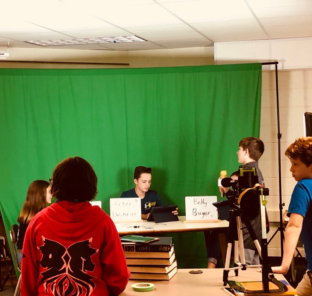 cmslibrarybooks's tweet photo. Shark Tank is making videos in the library to explain different types of payments. @nwi @CMS_Novreske @CMS_Trojans #cmslmc https://t.co/VmmVgRi13U