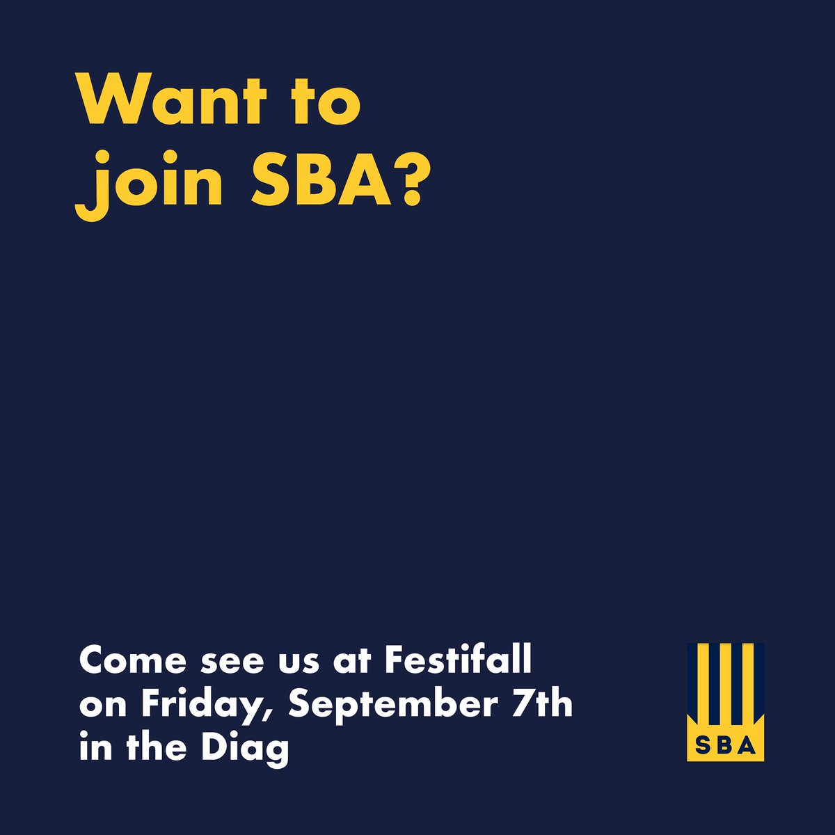 MichiganSBAJ's tweet photo. Festifall is back! Come to the Diag this afternoon to meet some of our SBA members and learn more on how to get involved! https://t.co/AseJSWgp3p
