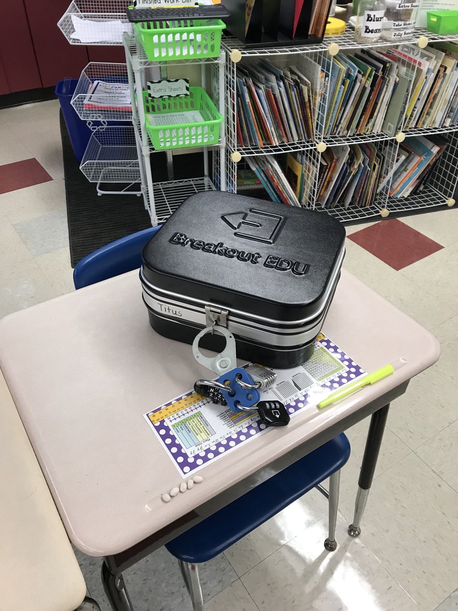 CB_Kwilliamson's tweet photo. Fourth graders had fun on the fourth day of school solving puzzles and completing a Breakout Box! #TitusPride https://t.co/W845pn4iue
