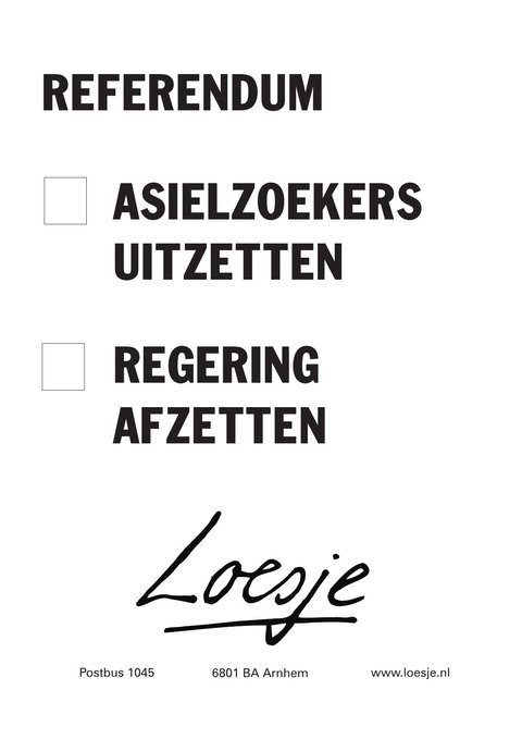 LoesjeNL's tweet photo. **Loesje stelt nieuw referendum voor**

#ing #LiliHowick #Armenia #dividendbelasting #Blok https://t.co/ly2rYPf6DN
