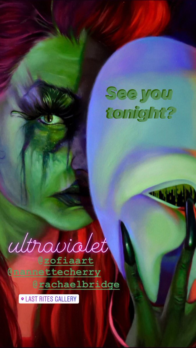 #Ultraviolet opens TONIGHT at 7pm. Paintings by Zofia Bogusz, Rachael Bridge, &amp; Nannette Cherry. See you there? 🎨😈 #art #nyc #darkart