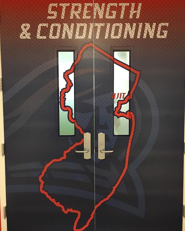 NJITStrength's tweet photo. Our weight room door is complete. Let the Fall 2018 semester begin! #highlanderstrength https://t.co/LnowcS5TmN https://t.co/TFG94XOrDh