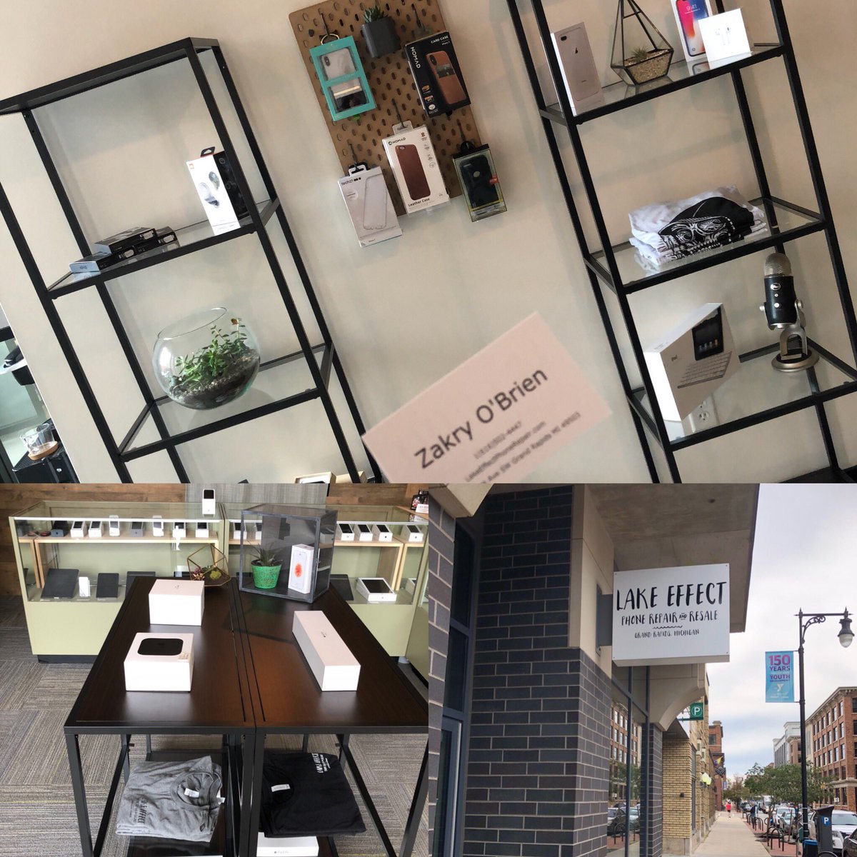 tech_NICOLE's tweet photo. Have an old device you want to sell or looking for some fresh new digital accessories while supporting local West Michigan? Come see Zakry @lakeeffectphone ❤️✌🏻#cutestore https://t.co/G4ZmBYTy8W
