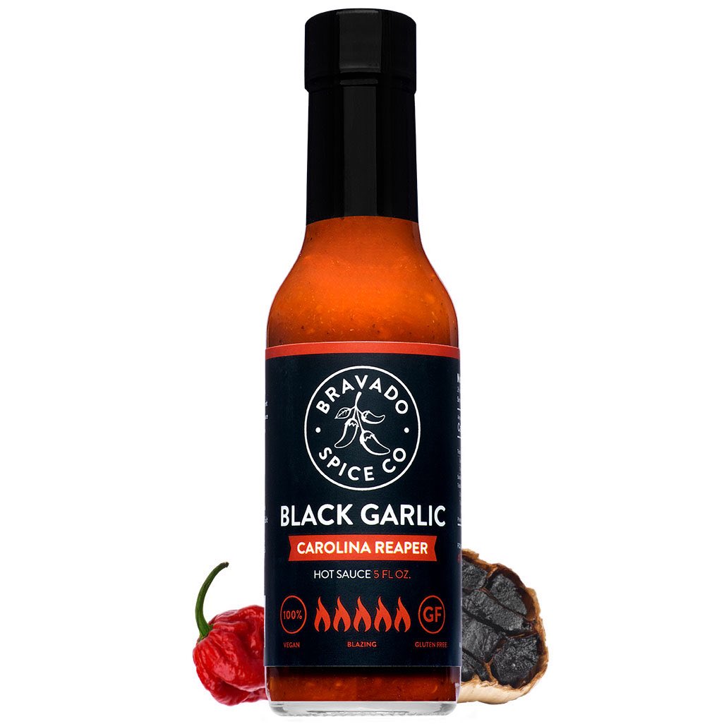 BravadoSpice's tweet image. The wait is finally over. Our critically acclaimed Black Garlic &amp;amp; Carolina Reaper Hot Sauce is now available on BravadoSpice.com! 🔥 #TeamBravado