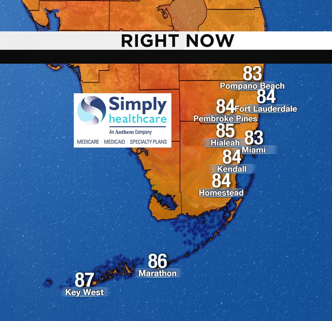 It's 2PM, here are south Florida's current temperatures. #BROWARD #MIAMIDADE #FLKEYS Presented by Simply Healthcare https://t.co/nGqiYTL3RJ