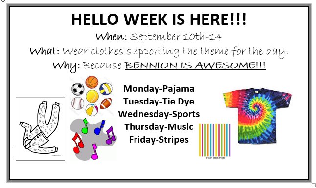 Good Morning sunshines! "Hello Week" begins today. No need to change your clothing, just come to school in your Pajamas. #MessyHairDontCare #IWokeUpLookingThisGood #BennionJHS
