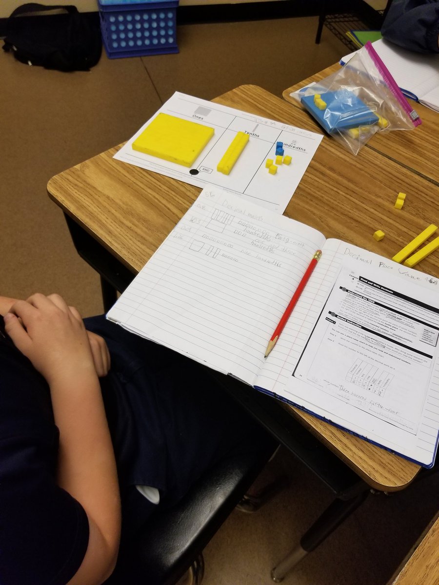 lmathews4th's tweet photo. When your math coach stops by and tells you of a great tool, you change you lesson to use it! Thank you @talbert_angie for the decimal place value mat! It definitely improved today's lesson. #LSROisonthebus #lsmathchat #lsromustangs https://t.co/2jcRSX6slu