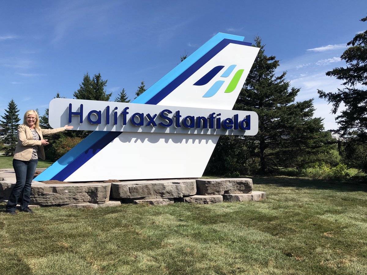 Check out our new welcome sign at the <a href="/HfxStanfield/">Halifax Stanfield</a> entrance! 

<a href="/HIAACEO/">Joyce Carter</a> can’t wait for you to see it!

Do you spot a runway? How about airplane tails? ✈️ 

We love it and hope you do, too. #connectingmeanstheworld 🌏