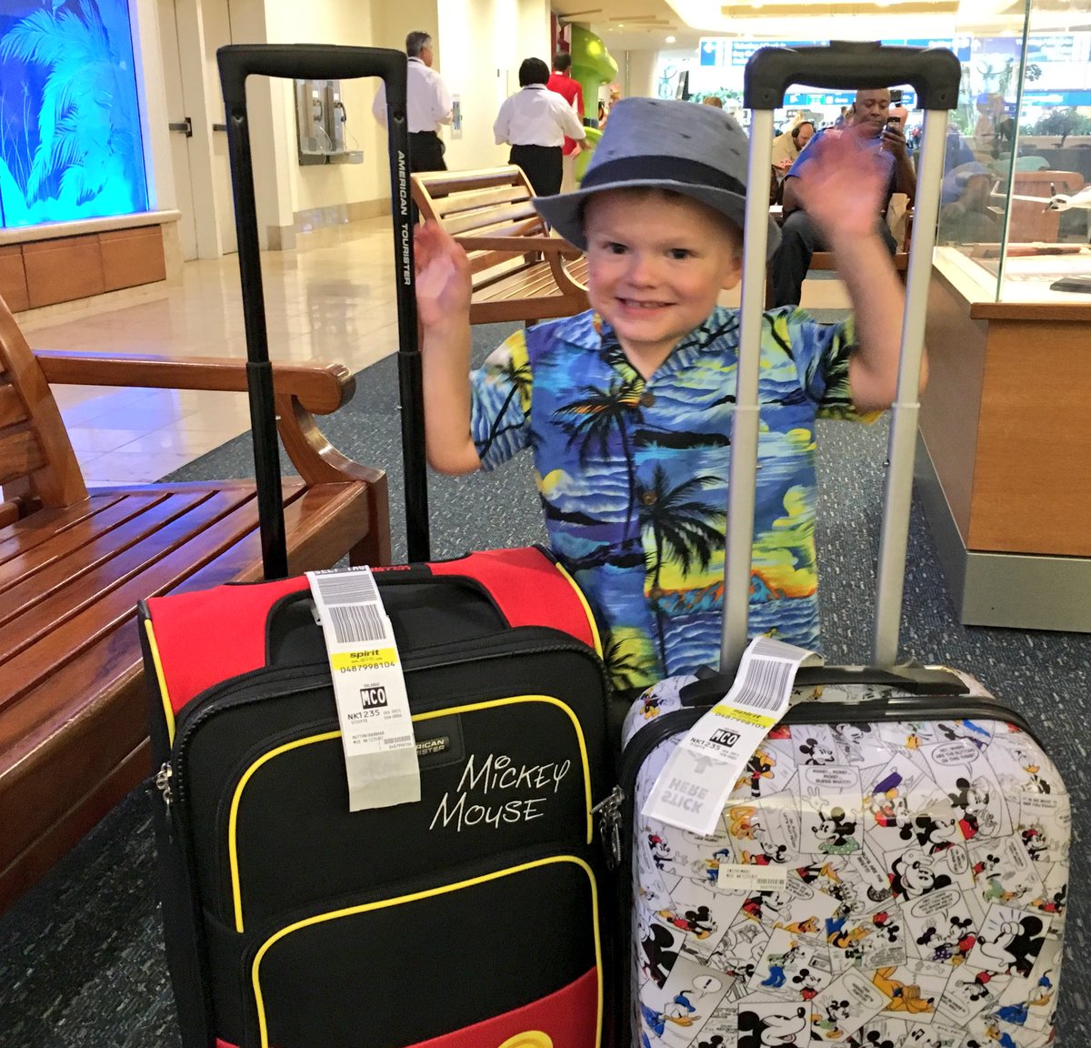 KimberlyButton's tweet photo. My nephew is so happy to be in #orlando! My family got off the 1st @SpiritAirlines flight from @flyavlnow to @MCO and said it was the best flight! Can’t wait for #MoreGo at #Disney and @UniversalORL this weekend! #ad #spiritpartner #flyavl https://t.co/XQK3QEneEu