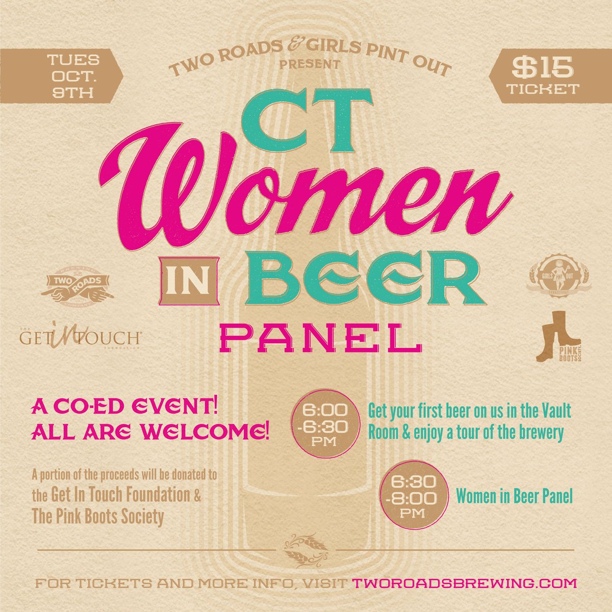 #TwoRoads &amp; <a href="/ConnecticutGPO/">CT GirlsPintOut</a> 
on Oct 9th will be celebrating Connecticut Women in Beer! tickets.beerfests.com/event/two-road…