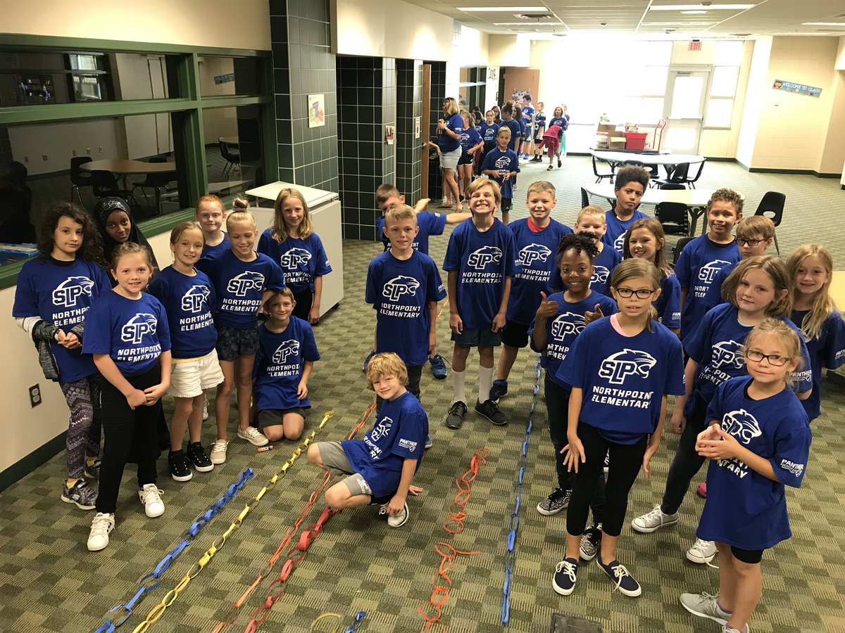 MrsSaladis's tweet photo. Paper chain challenge! Team work and conversation! #SLPPantherProud https://t.co/uc3efJpMJE