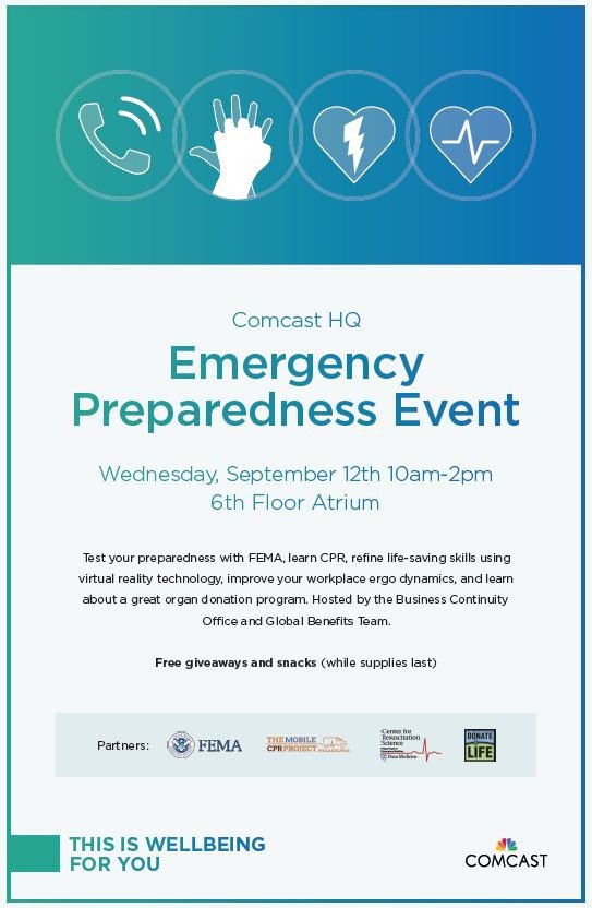 ealloyfox's tweet photo. Hey @comcast, stop by our second annual Emergency Preparedness Event with @FEMAregion3, @MobileCPR, @Penn_CRS, @Donors1 and more! #NationalPreparednessMonth #EmergencyManagement https://t.co/CX9TZo6io8