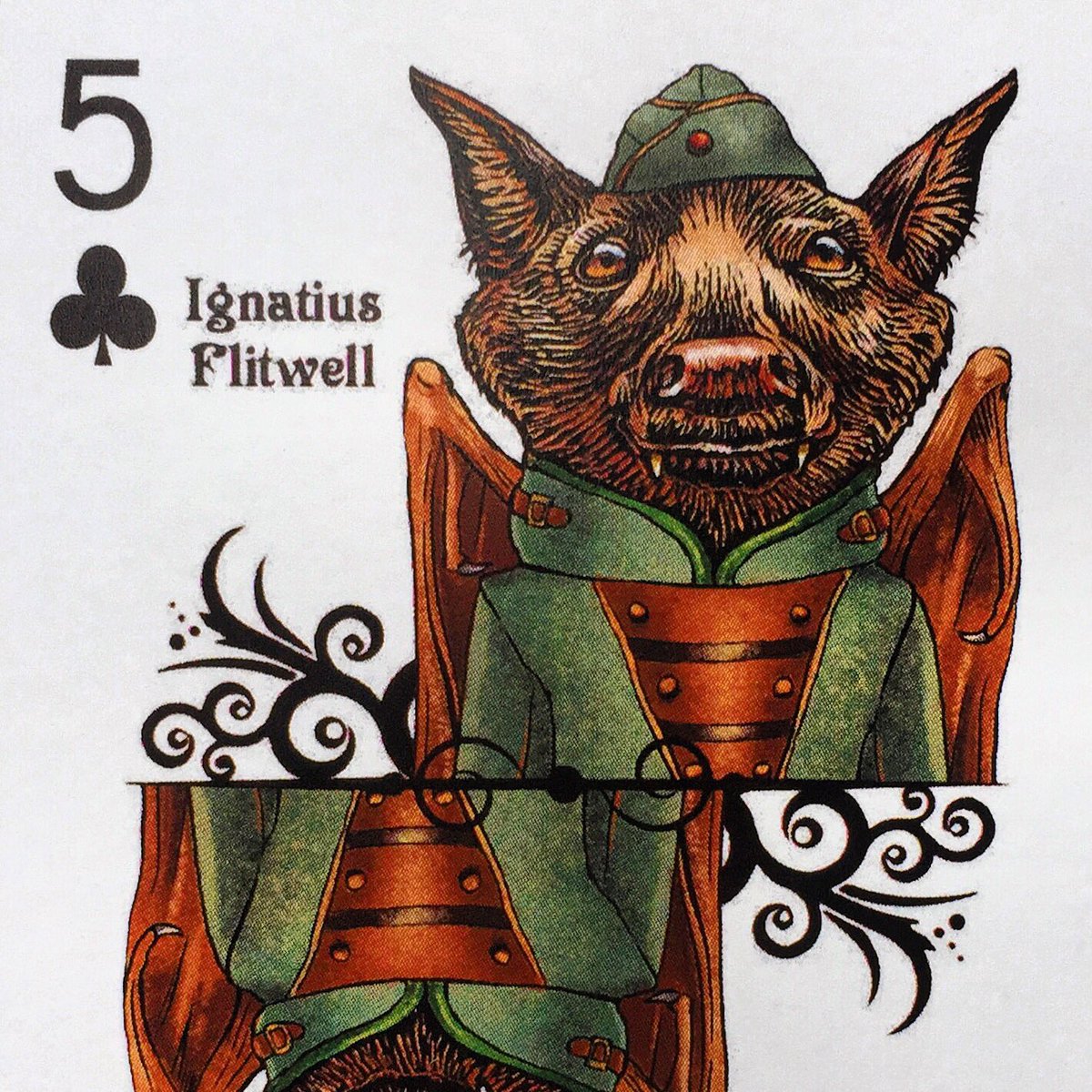 AustinBatworks's tweet photo. Igantius Flitwell from the Steam Ark playing card collection, beautifully illustrated ChetArt #🦇 #batty #bats #austin #illustration https://t.co/B7gOJKsgwA