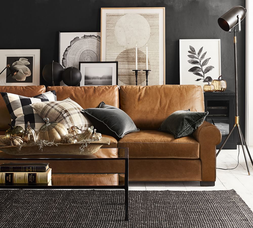 Pottery Barn On Twitter Statement Making Moments Featuring Sherwinwilliams Tricorn Black Complimented By Our Turner Leather Sofa In Vintage Caramel Https Tco 9axuosjsu7 Https Tco Dcgnnksq80
