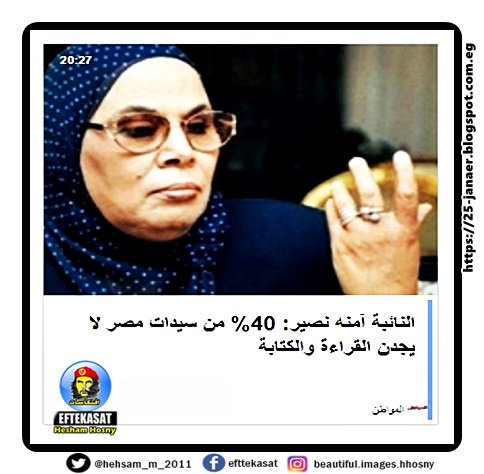 النائبة آمنه نصير: 40% من سيدات مصر لا يجدن القراءة والكتابة