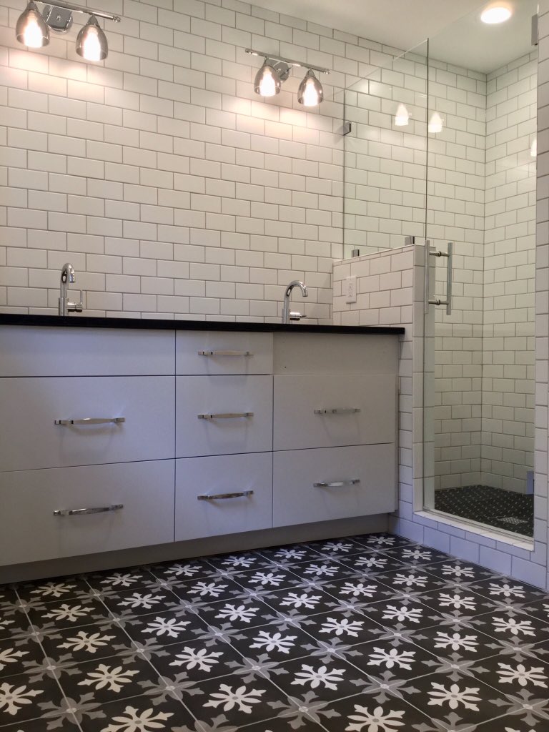 miashowerdoors's tweet photo. Who loves cement tile? Black &amp; White - yes please! https://t.co/Ub8klPLVKD