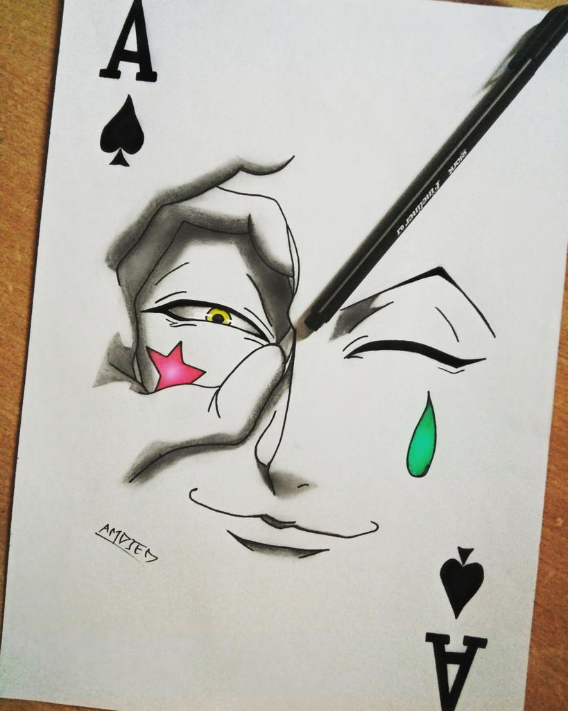 amdjed1111's tweet photo. Hisoka🃏♠
-
-Hope u like it 😊
-
-
_ {Tags}
#hisoka #HunterxHunter #animedrawing #naruto #anime #manga #art #attackontitan #onepiece #animeart https://t.co/x3ZDxMYayv https://t.co/vc558icFXr https://t.co/822kfuKt7z https://t.co/I0oRU5rbjg