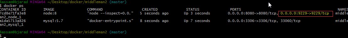 docker ps shows that the container port is shared