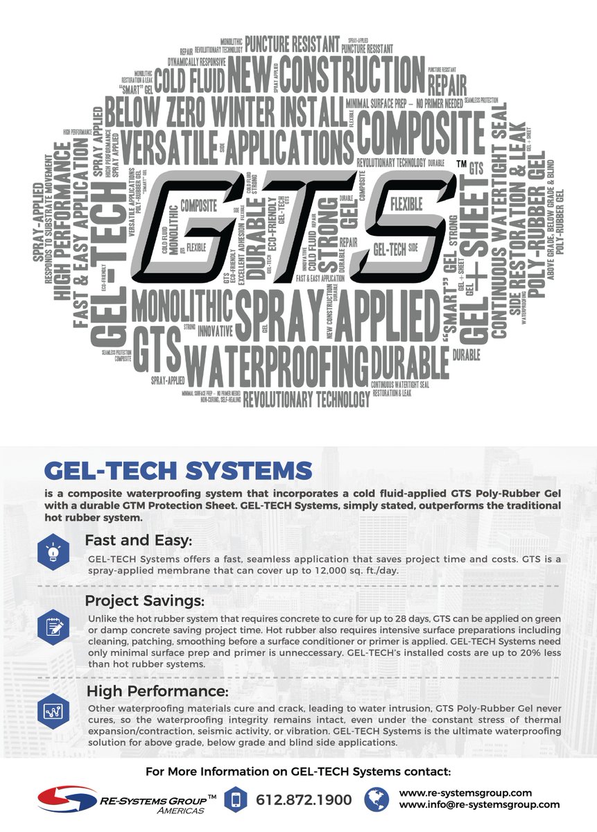RESYSTEMSGROUP's tweet image. The benefits of using GTS to protect structures from water intrusion seem endless. This cutting edge technology is a real game changer. #waterproofing