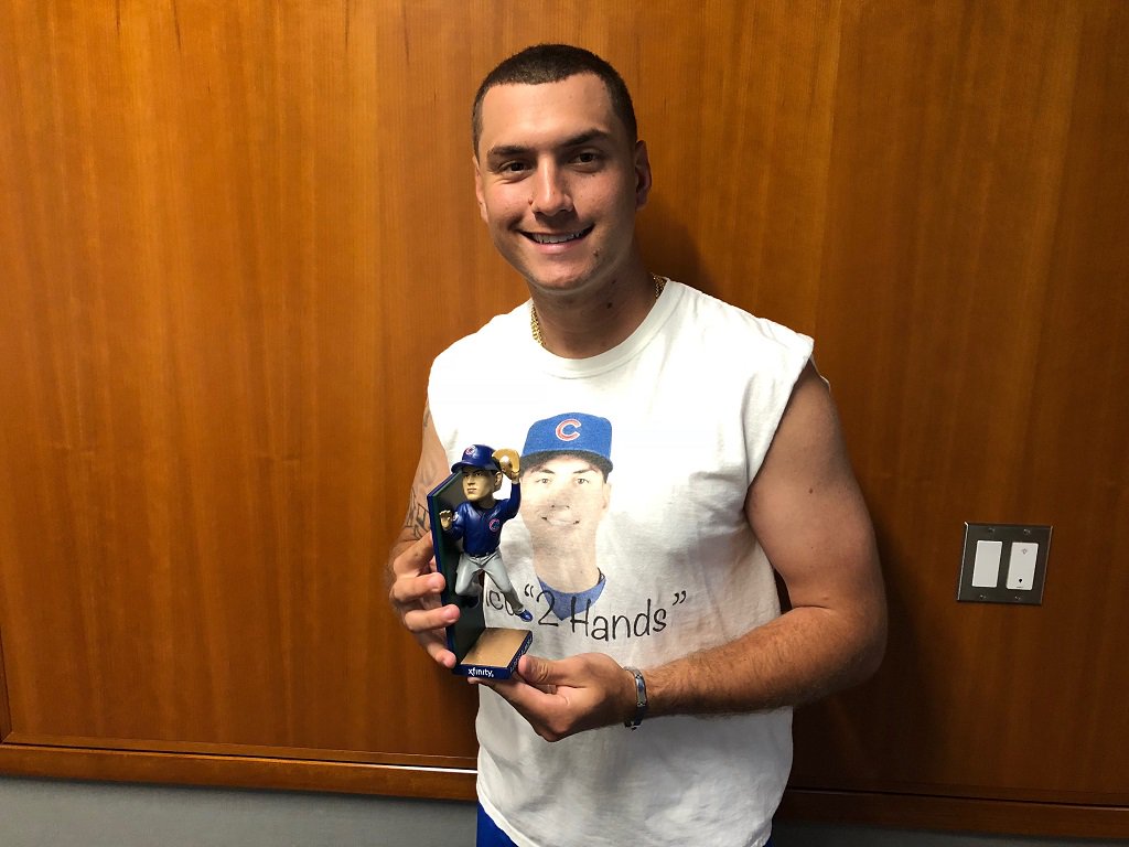 Cubs's tweet photo. You voted, and here’s the Albert Almora Jr. bobblehead, presented by @Xfinity! Snag one of these September 16: https://t.co/FDTd2WcB26 #CubsPromos https://t.co/eT983FBSuR