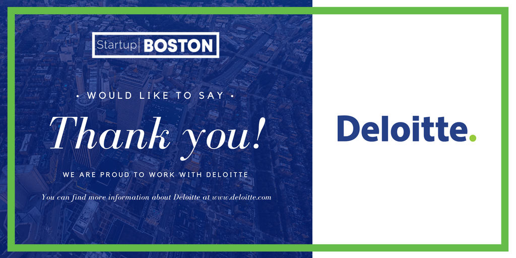 startupBOSorg's tweet photo. Thank you, @DeloitteUS from all the team of Startup Boston! >> Find out more about Deloitte >> https://t.co/vP8DRmIibX https://t.co/fnah4cy3ml