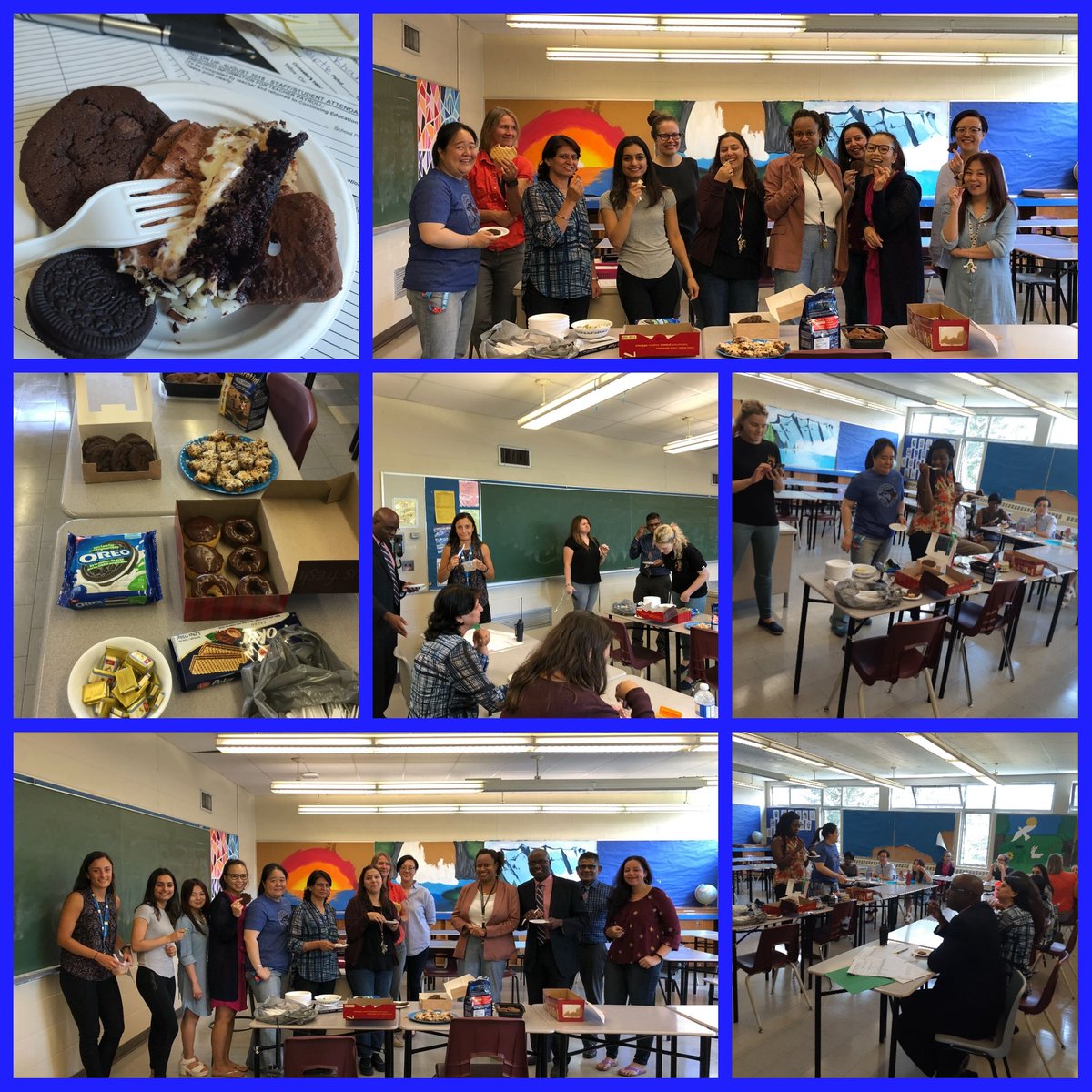 CWJefferysCI's tweet photo. Our first Chocolate Club meeting for the new school year.. great way for Ts to end the week and connect with each other.. see those happy faces.😃🍫🍩. @audley_salmon @cwjsac @LC2_TDSB @MsAudreyDee @TiffanyFordTO @tdsb @kgfalcon @EliaMSch @malloy_john #TDSBfirstWeek https://t.co/ld26jrdPLr