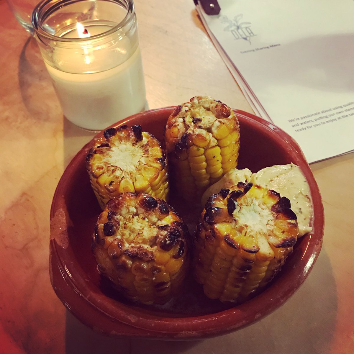 Corn with smoked butter and juniper. Off the frigging chart <a href="/dela_bristol/">Dela Bristol</a>
