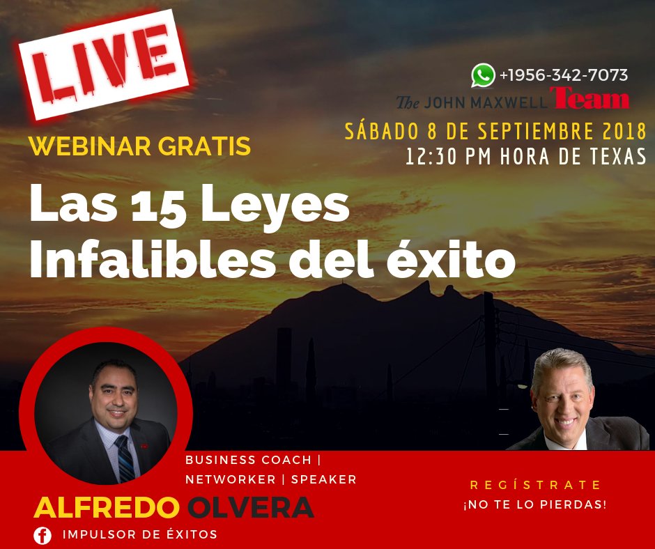 ampowerambit's tweet photo. Regístrate desde HOY al Webinario Sin Costo y entérate de la irrepetible O p o r t u n i d a d que llega a #Monterrey.

No lo dejes ir 👉 https://t.co/H5qEuhCzTK

🗓️ 8 de Septiembre 2018
🕧 12:30 P.M Hora de Texas https://t.co/RbmPpvVrEQ