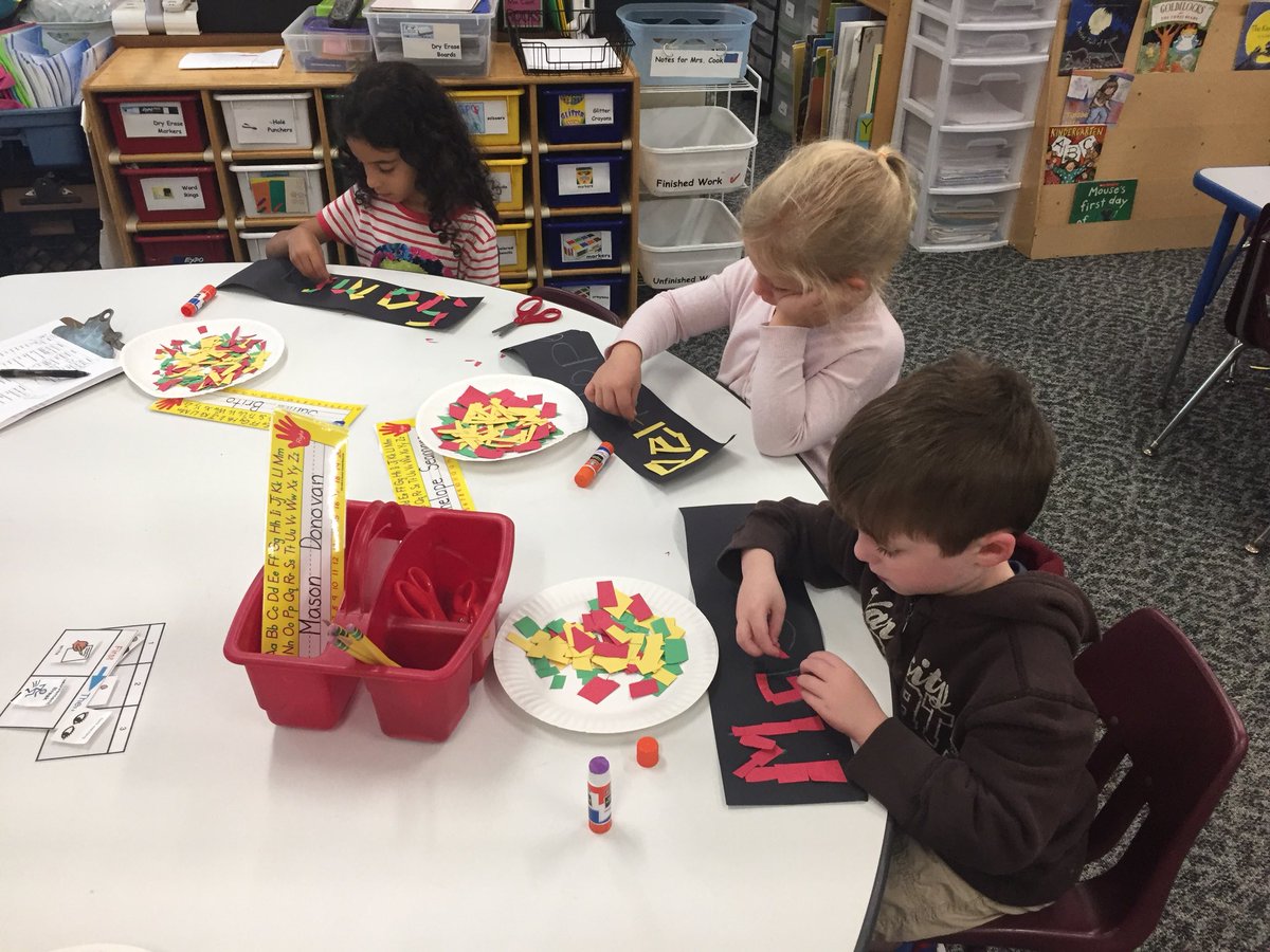 hCook_Mrs's tweet photo. Practicing our cutting skills in kindergarten by making scissor salad and then creating our names! https://t.co/g5XCoXB1uk