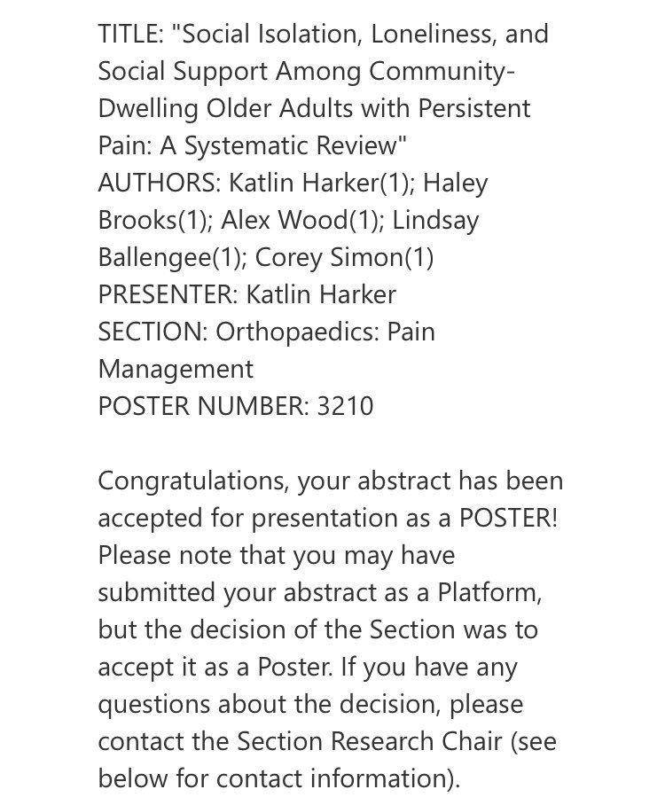 Our capstone project has been accepted as an APTA CSM poster! Exciting news! 🎉