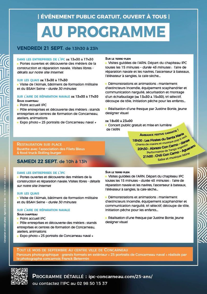 IPC_Concarneau's tweet photo. Rendez-vous vous dans 2 semaines pour célébrer ensemble les #25ansIPC!
L'occasion d' ouvrir les portes du #port de #Concarneau au public!
venez à la rencontre des hommes et des femmes qui composent nos entreprises 🤗 on vous en dit plus sur le programme 👀👇 https://t.co/tE5fb4TouT