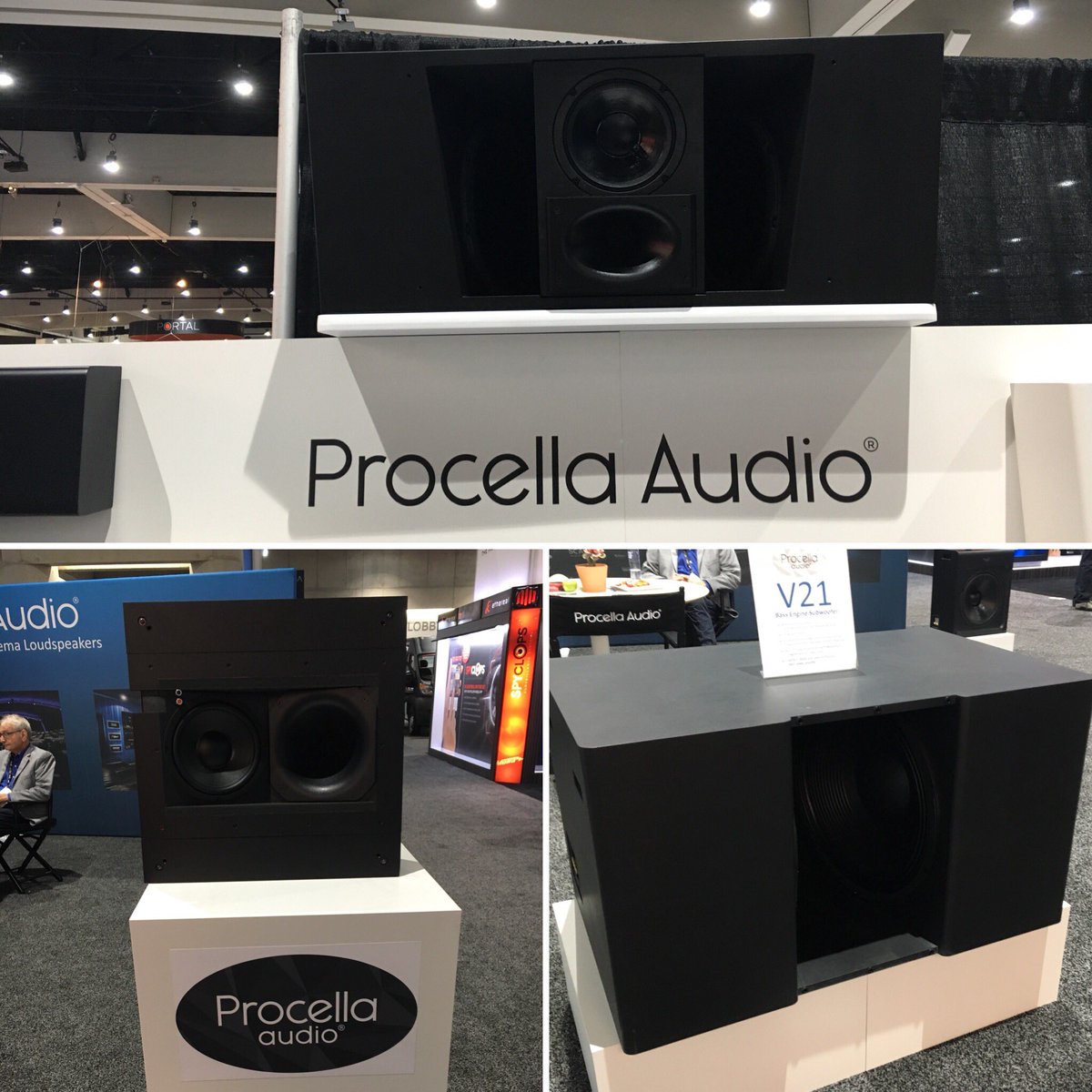 Just amazing! <a href="/ProcellaAudio/">Procella Audio</a> have done it again here at #Cedia18. The worlds only above screen speaker solution designed for #samsungthewall type LED panels. Also the debut of the monster V21 sub woofer!