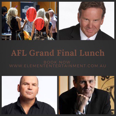 You’re invited to have Lunch with, &amp; hear stories from Peter Daicos, Jason Dunstall &amp; Sam Newman at our #AFL #GrandFinal Luncheon on the 27th of September!
To book visit ow.ly/DhKA30kXZaI &amp; we look forward to seeing you there. #SocialSam #AFLLegends #AFLGrandFinal