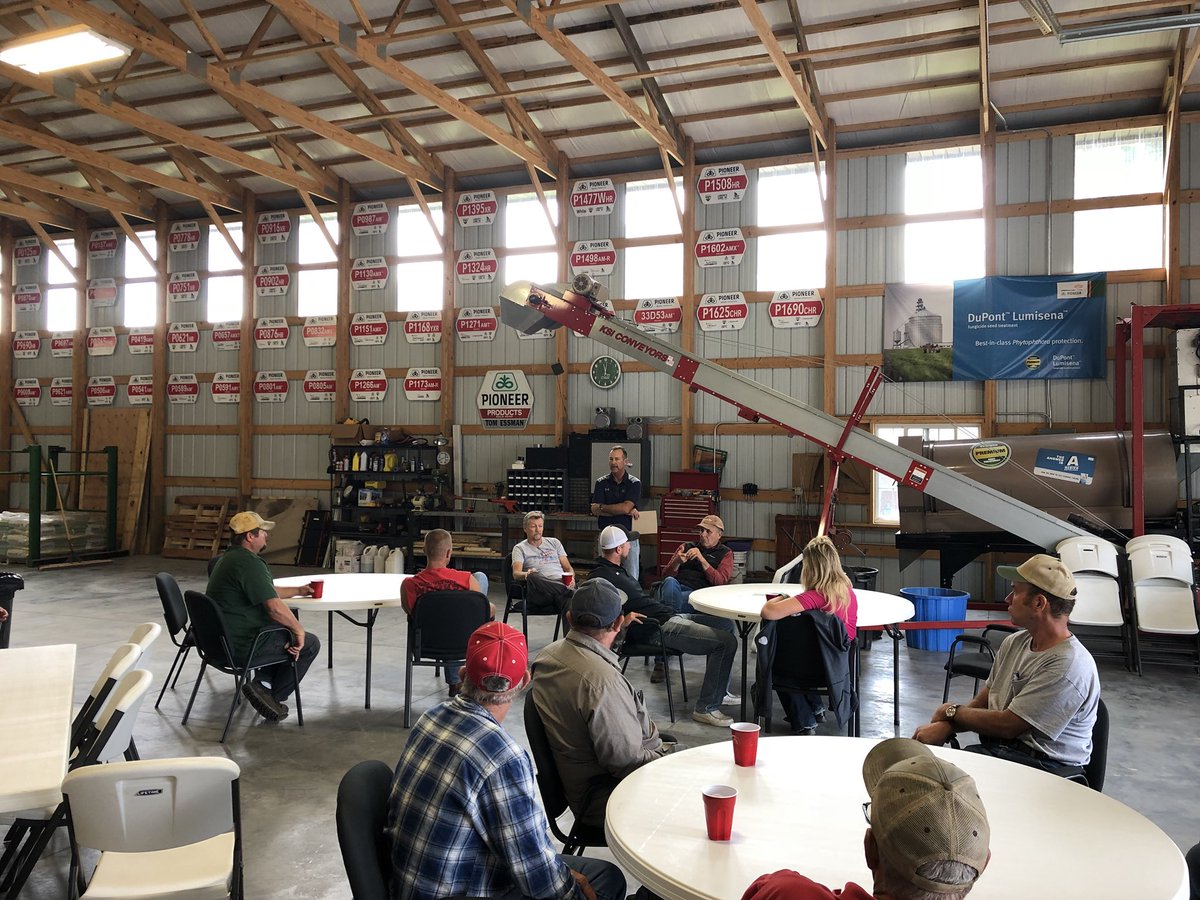 WarrenCoulter's tweet photo. @PioneerSeeds customer meeting with @EssmanCrop presenting agronomy and products with assistance from @timocroppy and @CortevaUS products from @ItsEmilyLong   Thanks @EwDam for talking Corteva and Pioneer. https://t.co/0mUGGDoCAk