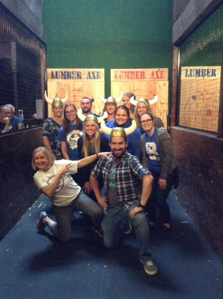 jludowissi's tweet photo. SDW psychs practicing some self care by throwing axes #SDWpositiveimpact #cathartic https://t.co/SbH7mixXof