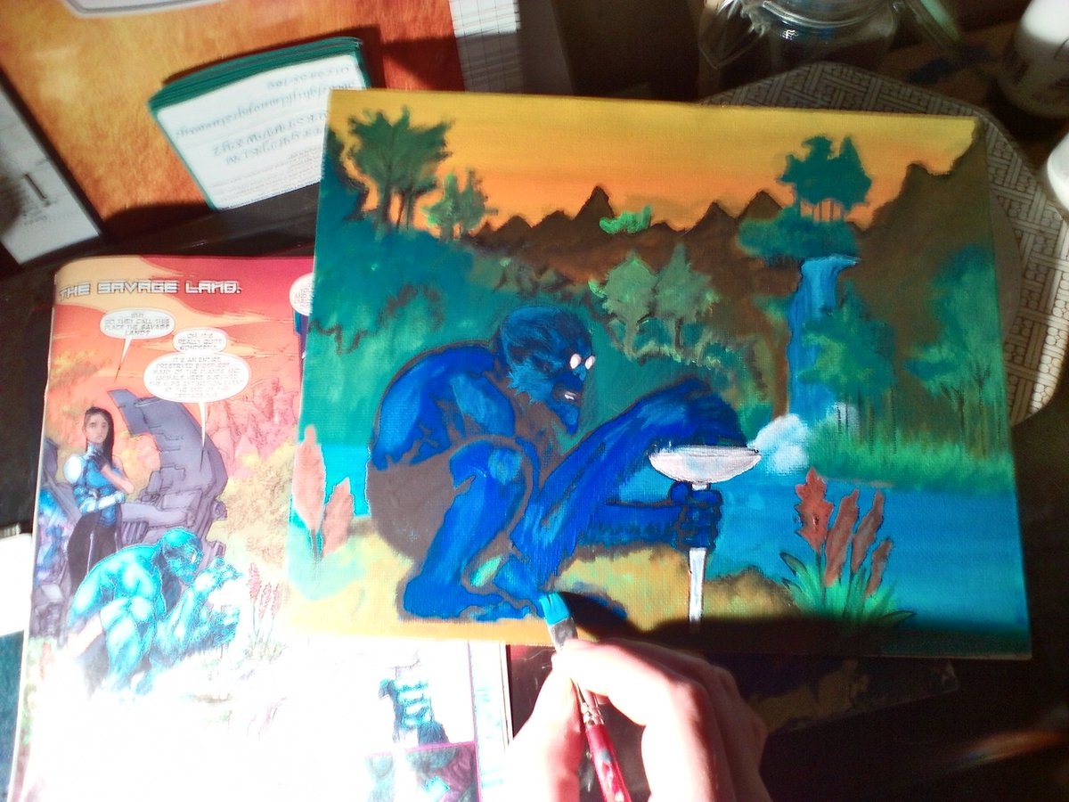 InfinitDesign3r's tweet image. Painting in progress #XMen #art #beast thoughts world?