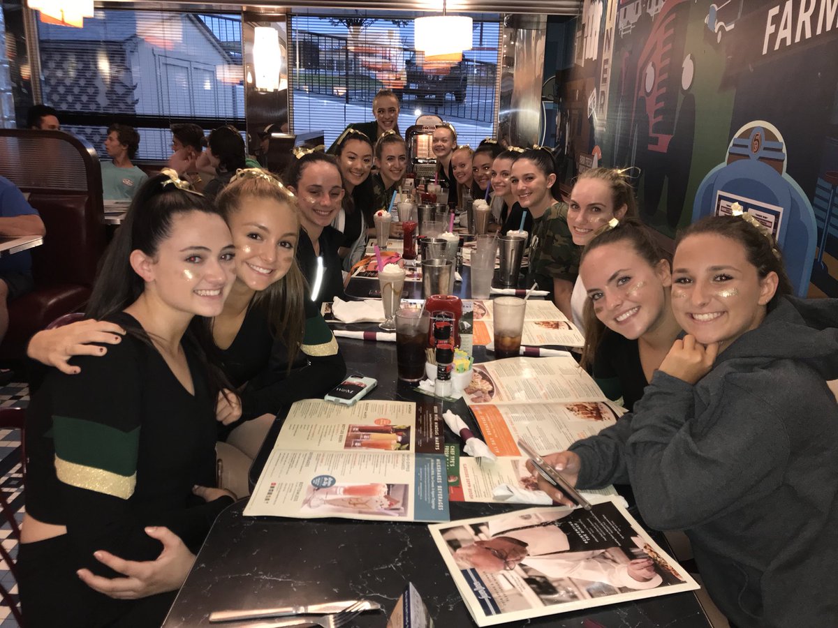 LangleyDance's tweet photo. Post-game dinner! The rain did not stop us from having fun! #squad #letsgosaxons #danceteam https://t.co/uz3bRRZPh9
