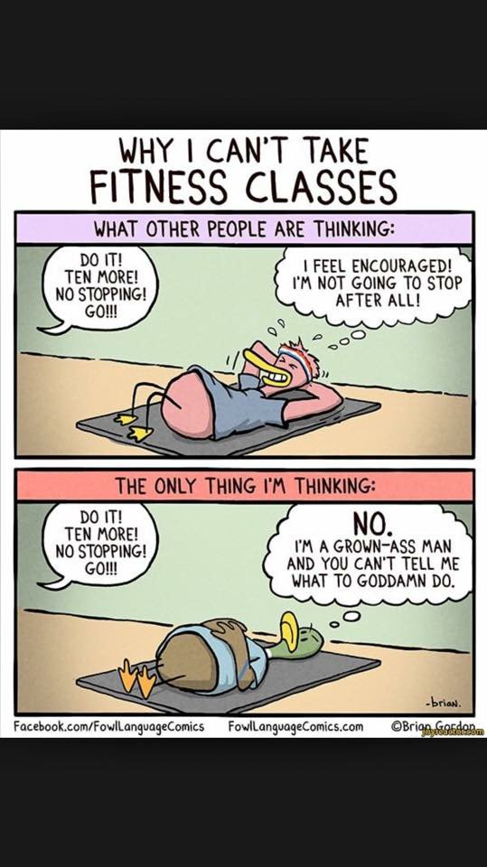Eat2Live2Love's tweet photo. Why I can't take Fitness Classes #Eat2LiveJokes  https://t.co/kHfO7HhMPN https://t.co/aFRUAubiD1