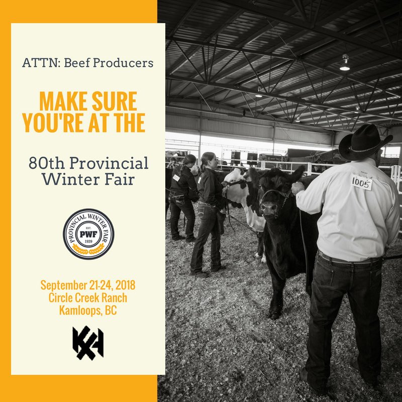 PWFKamloops's tweet photo. Just two weeks until #80thPWF in #Kamloops!
Beef Females Fri 21st
Groups & Carcass Results Sat 22nd
Showmanship & Steers Sun 23
Live Auction Monday 24th
#Kamloops
#80YearsofCountryintheCity
@BCFairs
@BCcattle
@CanadianBeef
#bcBeef
#4Hbeef https://t.co/c4giVnUYpI