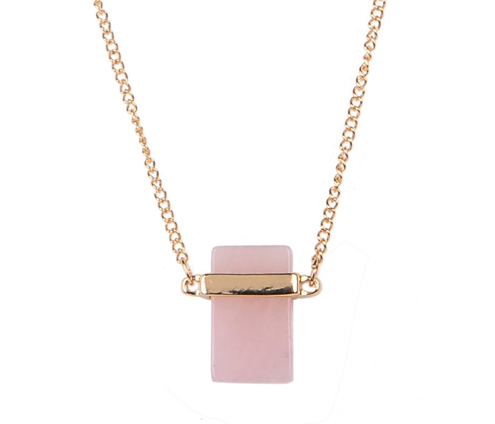 #boho  Pink Stone Pendant Necklace