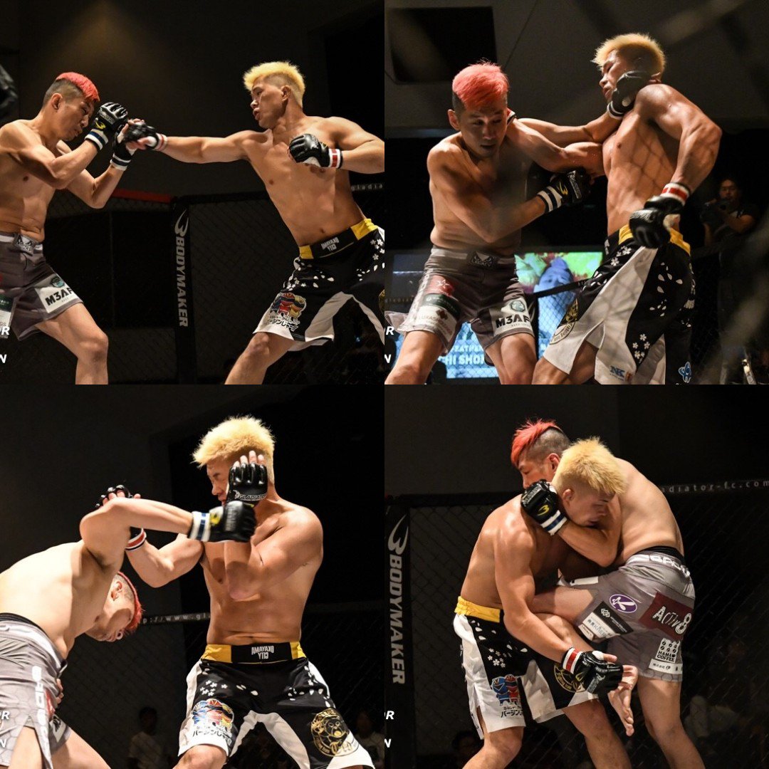GLADIATOR_MMA_'s tweet photo. GLADIATORフェザー級タイトルマッチ 5分3R
×王者・大道翔貴(TEAM TED/GLADIATOR第2代フェザー級王者)
○挑戦者・MIKE(M3A FIT/元RISING ON第5代フェザー級王者)
判定2-1 
大道が契約体重を超過

MIKEが第3代 GLADIATORフェザー級王者

#MIKE #M3AFIT #GLADIATOR #DEMOLITION #BODYMAKER #MMA https://t.co/9GMTAJAQpt