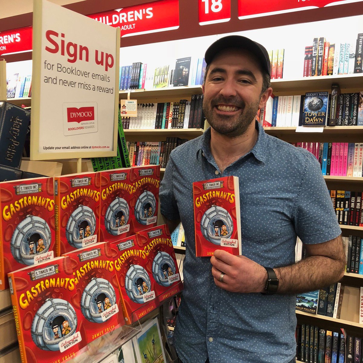 ClaremontBooks's tweet photo. Thank you @Jamesfoleybooks for popping in to say hello! We now have signed copies of 'Gastronauts' in store :) @PenguinBooksAus @FremantlePress https://t.co/D1nhKkW9we