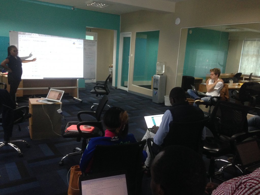 PyDataNairobi's tweet photo. @Shel_Kariuki up with exploration though datasets using #pandas #python #pydatanbo @BusaraCenter https://t.co/4UydvtSv7O