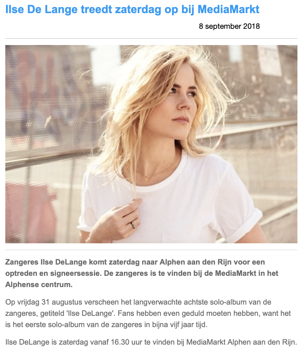 FanclubIDL's tweet photo. En na Amsterdam door naar Alphen aan de Rijn.. @IlseDeLange #instore #signeersessie #goudenplaat #drukweekend https://t.co/jAQ2H2urgw