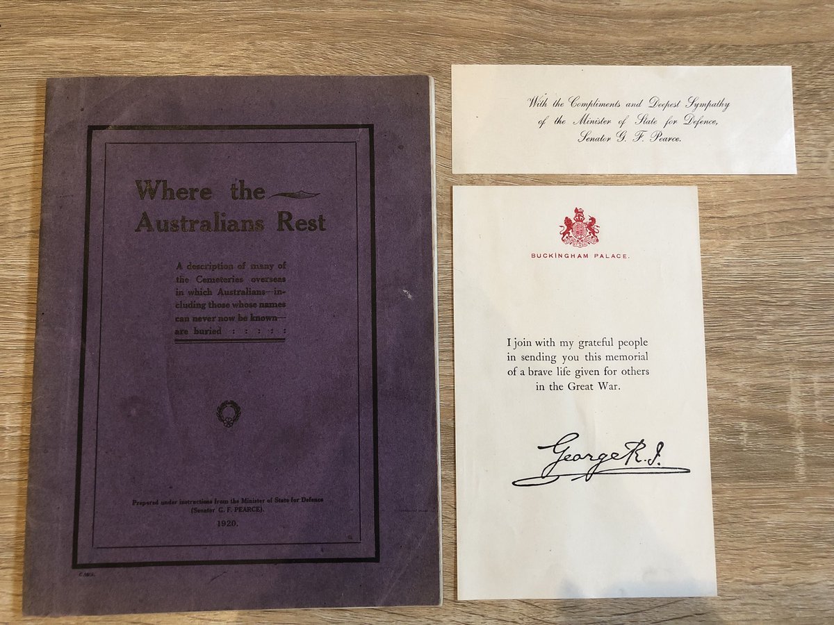 prgaaa's tweet photo. How appropriate during #Legacyweek2018. A precious family heirloom found during unpacking...a 1920 gift from the ‘Minister of State for Defence’ and a thank you from King George for the families of fallen WW1 Australian soldiers. .@LegacyAust .@RoyalFamily .@DeptDefence https://t.co/sRgU7fEexL