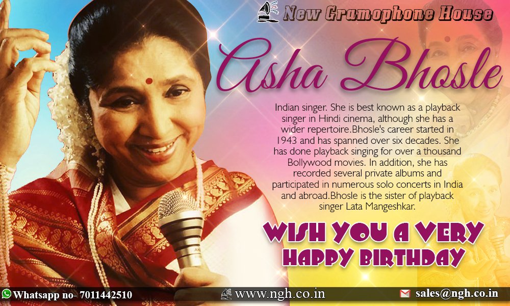 !! Wishing You A Very Happy Birthday !!
!! The Fabulous Singer Asha Bhosle Ji !!! 