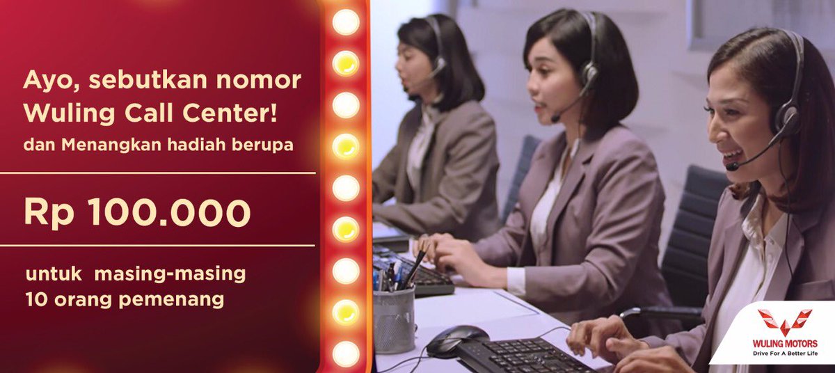 Layanan informasi 24 jam sangat penting membantu memberikan informasi terkait produk mobil Wuling dan bantuan untuk layanan purnajual. Nah, ayo sebutkan nomor Wuling Call Center dan dapatkan pulsa Rp 100.000 untuk masing-masing 10 orang pemenang. Kunjungi bit.ly/KuisWulingCall…