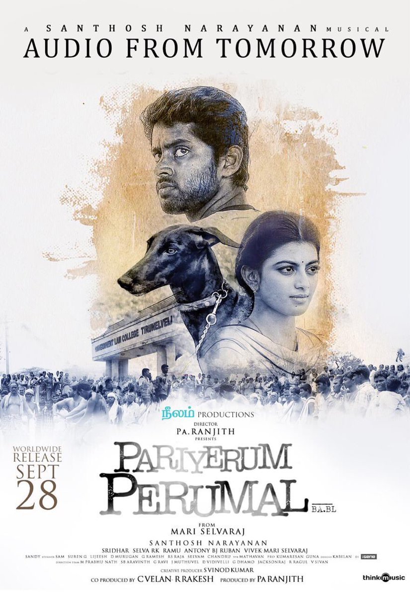 itrnews24's tweet photo. #PariyerumPerumal Audio from tomorrow.

 @Music_Santhosh @am_kathir @anandhiactress @beemji @Mari_selvaraj @iYogiBabu @itrcinema https://t.co/bcAQHlVNxC